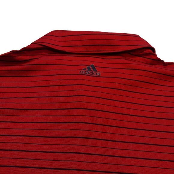 Adidas Men's Climalite Red & Black Horizontal Stripe 3 Button Polo Golf Shirt - Picture 5 of 6